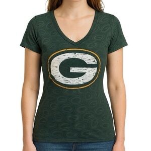 Green Bay Packers Women’s V-Neck Short Sleeve T-Shirt With Logo Size S